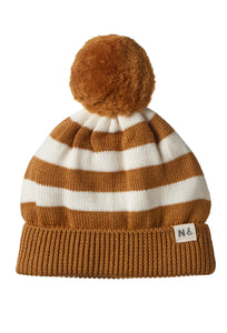 Alpine Pom Pom Beanie - Toffee Bold Stripe-NATURE BABY-P&amp;K The General Store