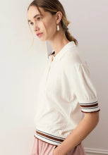 Load image into Gallery viewer, Dahlia Knit Polo - White/Toffee
