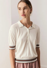 Load image into Gallery viewer, Dahlia Knit Polo - White/Toffee

