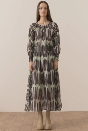 Quill Shirred Dress - Quill Print-POL-P&amp;K The General Store