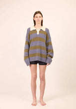 Load image into Gallery viewer, Knit Polo - Blue / Green Stripe-PHARLAIN-P&amp;K The General Store
