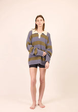 Load image into Gallery viewer, Knit Polo - Blue / Green Stripe-PHARLAIN-P&amp;K The General Store
