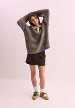 Load image into Gallery viewer, Knit Polo - Blue / Green Stripe-PHARLAIN-P&amp;K The General Store
