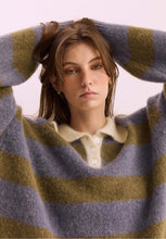 Load image into Gallery viewer, Knit Polo - Blue / Green Stripe-PHARLAIN-P&amp;K The General Store
