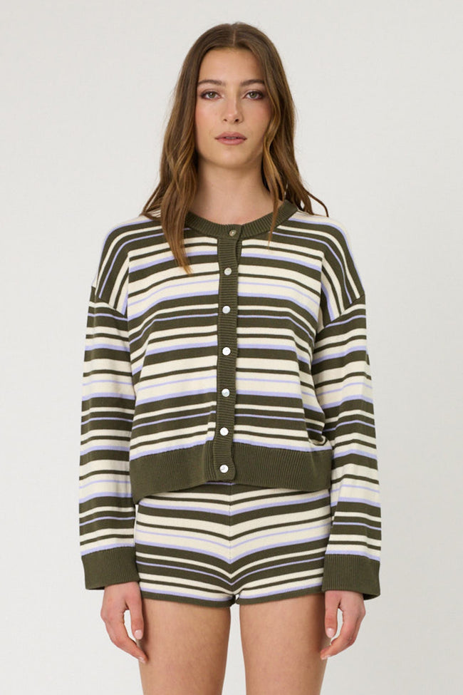 Bowie Cardigan - Olive Stripe-REMAIN-P&amp;K The General Store