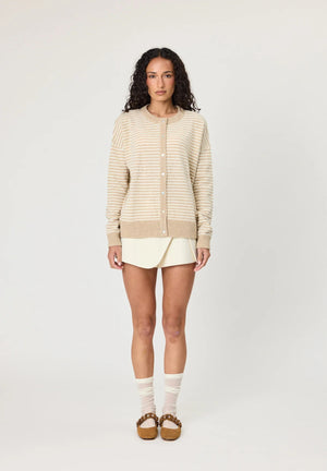 Tali Cardigan - Latte Stripe-REMAIN-P&amp;K The General Store