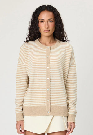 Tali Cardigan - Latte Stripe-REMAIN-P&amp;K The General Store