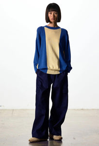 Andrew Jumper - Steel Blue and Beige-RICOCHET-P&amp;K The General Store