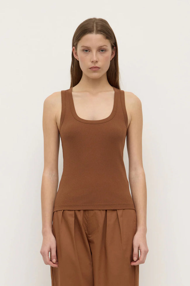 Robyn Scoop Neck Rib Tank - Earth-ASSEMBLY LABEL-P&amp;K The General Store