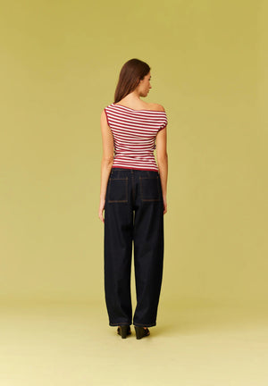 Emma Knit Top - Pink/Burgundy Stripe-RUBY-P&amp;K The General Store