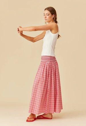 Anastasia Skirt - Red/Aqua/Tartan-RUBY-P&amp;K The General Store