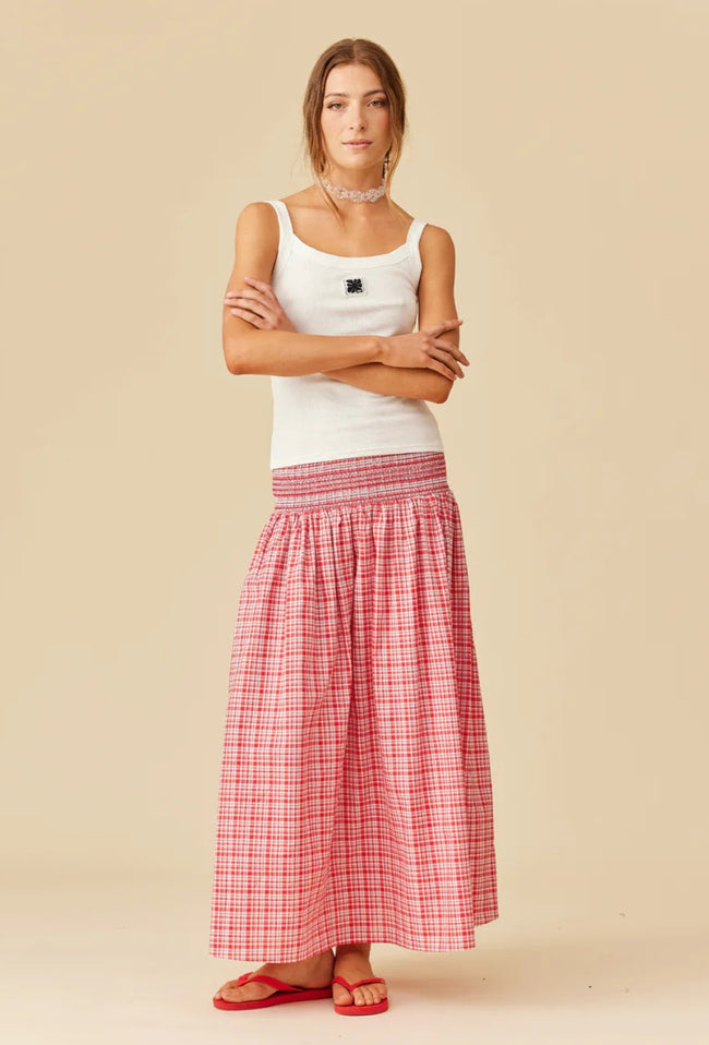 Anastasia Skirt - Red/Aqua/Tartan-RUBY-P&amp;K The General Store