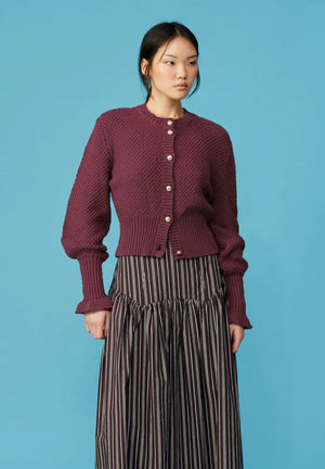 Matilda Cotton Cardigan - Burgundy-RUBY-P&amp;K The General Store
