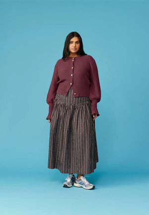 Matilda Cotton Cardigan - Burgundy-RUBY-P&amp;K The General Store