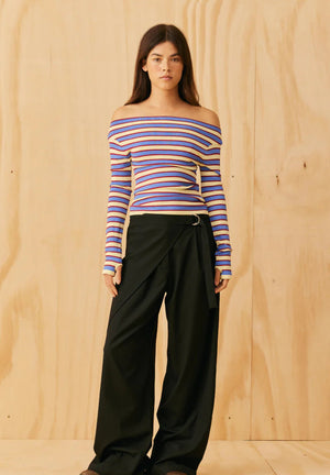 Emma Long Sleeve Top - Butter / Merlot Stripe-RUBY-P&amp;K The General Store