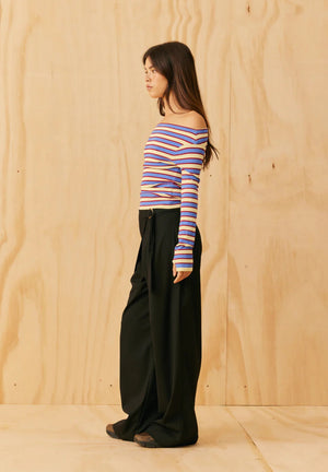 Emma Long Sleeve Top - Butter / Merlot Stripe-RUBY-P&amp;K The General Store