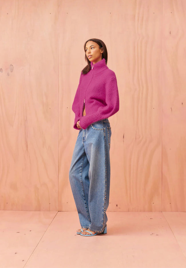 Matilda Zip Cardigan - Magenta-RUBY-P&amp;K The General Store