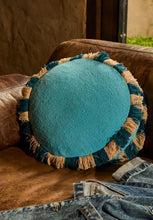 Load image into Gallery viewer, Reese Round Cushion - Turquoise Feather Insert-SAGE AND CLARE-P&amp;K The General Store
