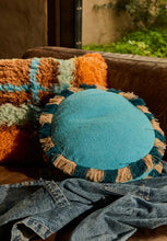 Load image into Gallery viewer, Reese Round Cushion - Turquoise Feather Insert-SAGE AND CLARE-P&amp;K The General Store

