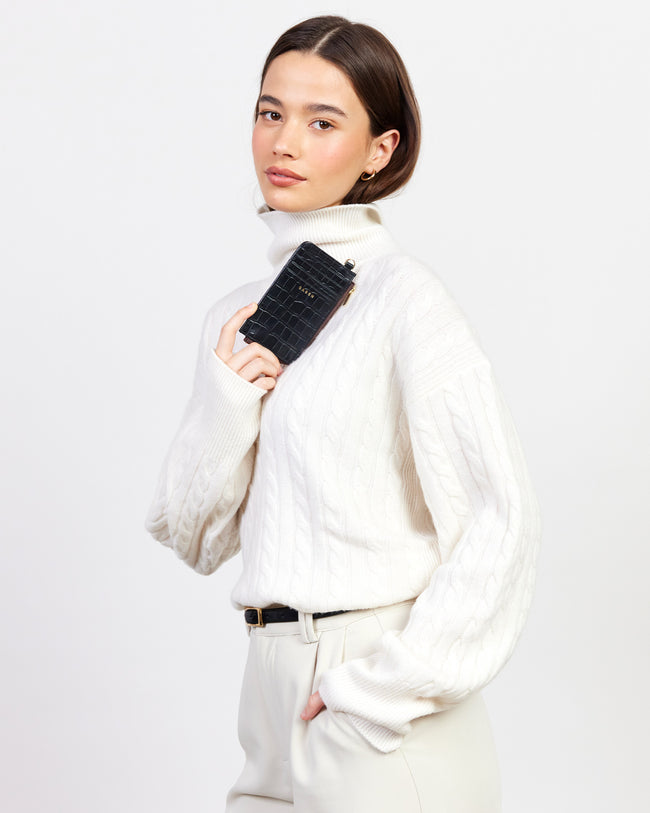 Winona Card Holder - Black Croc-SABEN-P&amp;K The General Store