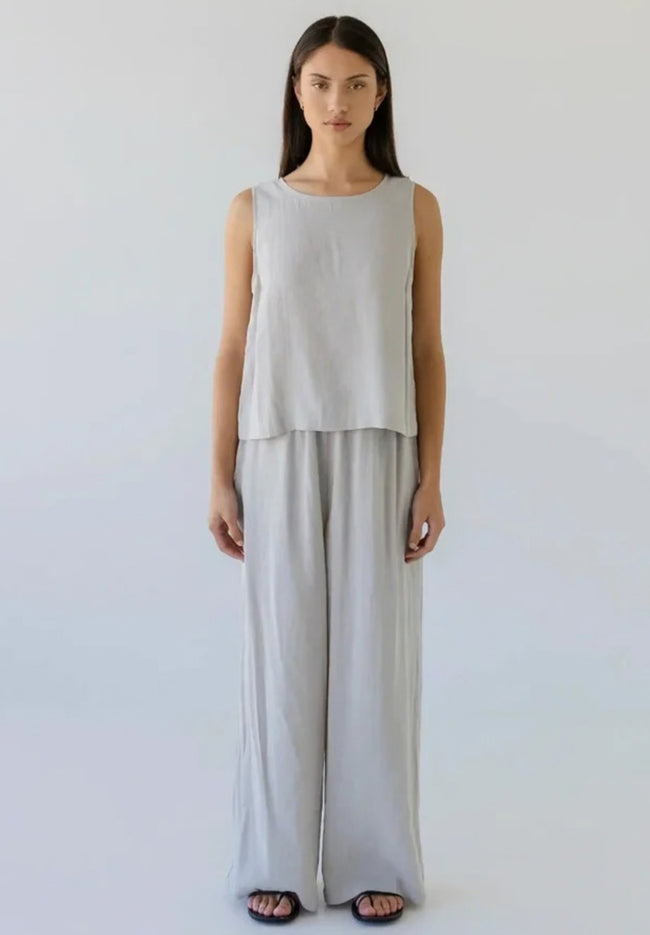 Silky Wide Leg Pant - Pebble-SOPHIE-P&amp;K The General Store
