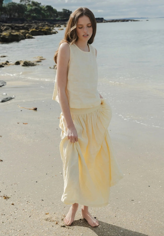 Shell Buttons Top - Lemon-SOPHIE-P&amp;K The General Store