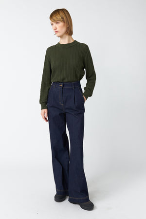 Denim Pleat Trouser - Indigo-Sylvester-P&amp;K The General Store
