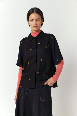 Pansy Shirt - Black-Sylvester-P&amp;K The General Store