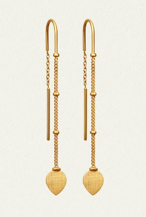 Hanging Lotus Earrings - Gold Vermeil-TEMPLE OF THE SUN-P&amp;K The General Store