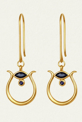 Hathor Earrings - Gold Vermeil/Blue Sapphire-TEMPLE OF THE SUN-P&amp;K The General Store
