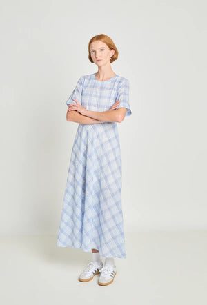 Balance Dress - Pale Blue Check-TWENTY SEVEN NAMES-P&amp;K The General Store