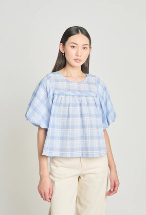 Pearly Gates Blouse - Pale Blue Check-TWENTY SEVEN NAMES-P&amp;K The General Store
