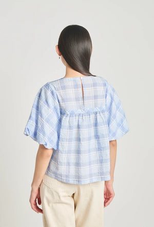 Pearly Gates Blouse - Pale Blue Check-TWENTY SEVEN NAMES-P&amp;K The General Store
