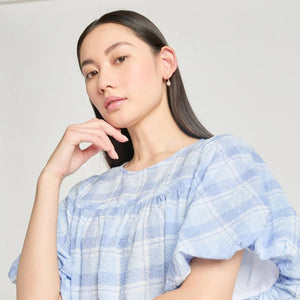Pearly Gates Blouse - Pale Blue Check-TWENTY SEVEN NAMES-P&amp;K The General Store