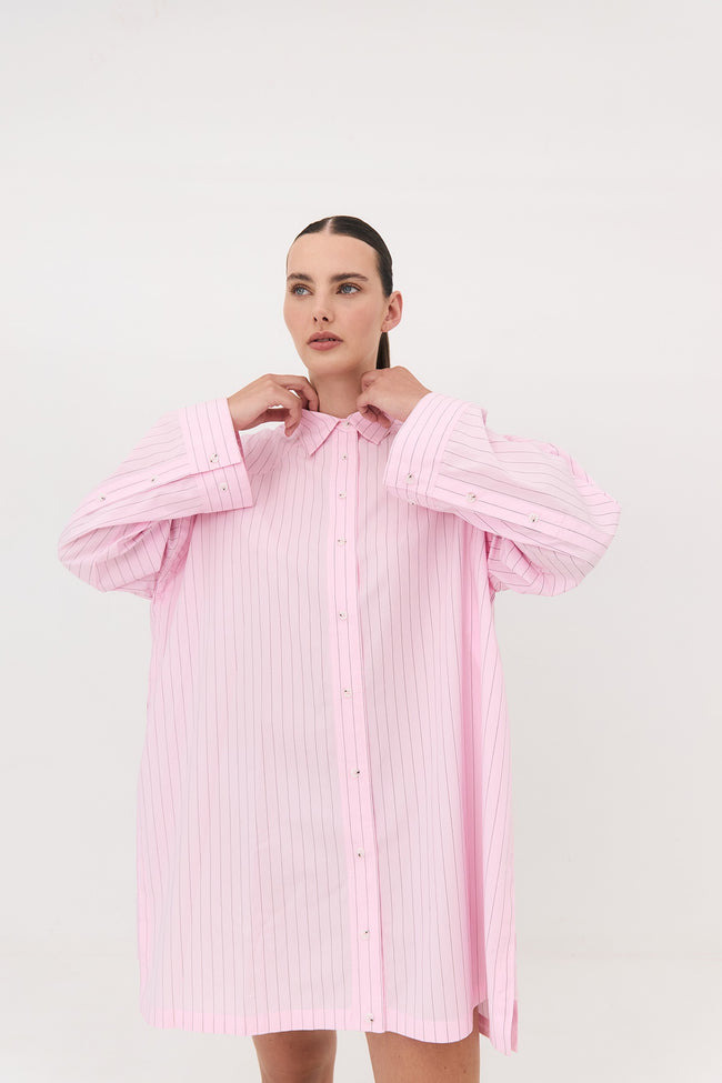 Viv Shirt Dress - Pink Stripe-Josephine-P&amp;K The General Store