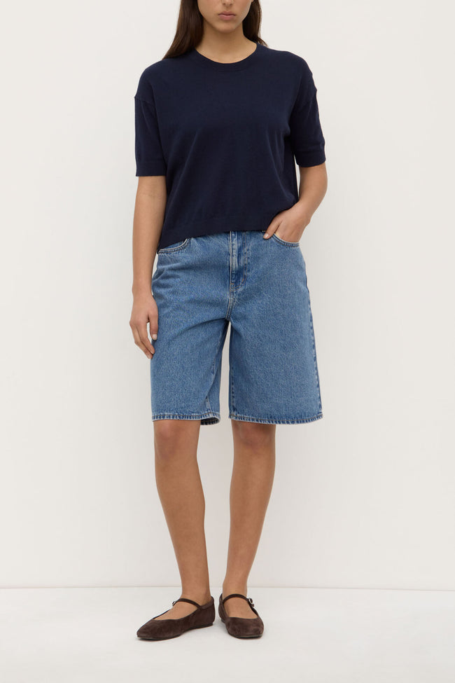 Vanya Cotton Cashmere Boxy Knit - Navy-ASSEMBLY LABEL-P&amp;K The General Store