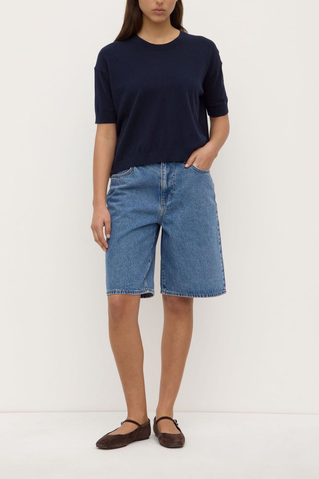Vanya Cotton Cashmere Boxy Knit - Navy-ASSEMBLY LABEL-P&K The General Store