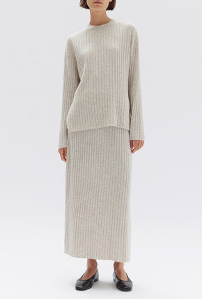 Wool Cashmere Rib Long Sleeve Top - Oat Marle-ASSEMBLY LABEL-P&amp;K The General Store