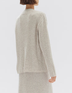 Wool Cashmere Rib Long Sleeve Top - Oat Marle-ASSEMBLY LABEL-P&amp;K The General Store