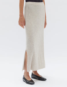 Wool Cashmere Rib Skirt - Oat Marle-ASSEMBLY LABEL-P&amp;K The General Store