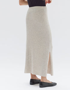 Wool Cashmere Rib Skirt - Oat Marle-ASSEMBLY LABEL-P&amp;K The General Store