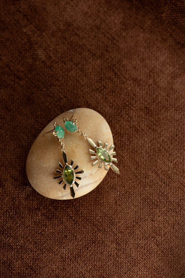 Sisterhood Earring - 22K Gold Vermeil with Emerald & Peridot-ZOE & MORGAN-P&amp;K The General Store