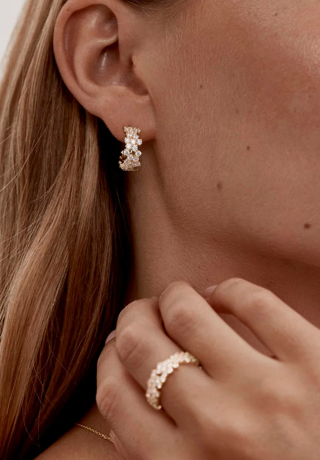 Crystal Dust Hoop Earrings - Gold-BY CHARLOTTE-P&amp;K The General Store