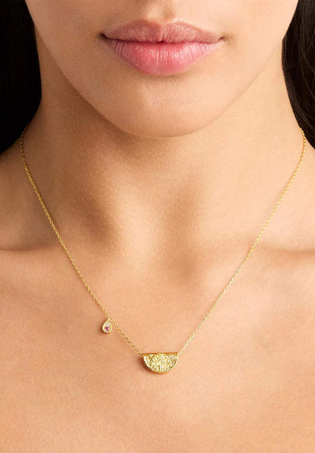 Lotus Birthstone Necklace - October - Pink Tourmaline-BY CHARLOTTE-P&amp;K The General Store