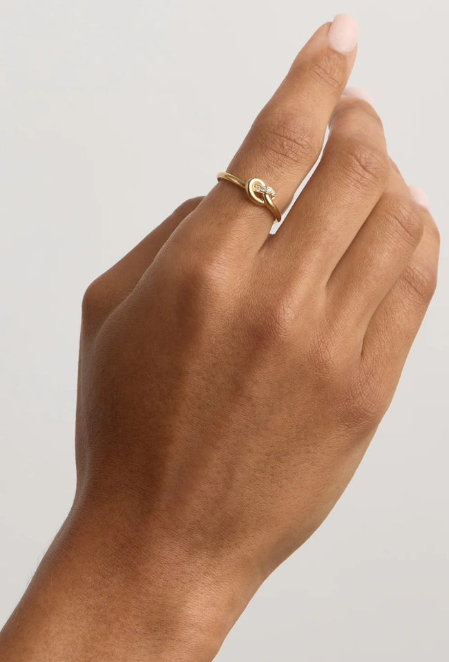 Love Knot Diamond Ring - Gold Vermeil-BY CHARLOTTE-P&amp;K The General Store