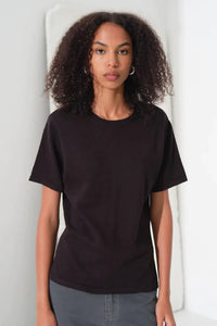 Womens Light Linen/Cotton T Shirt - Black-COMMONERS-P&amp;K The General Store
