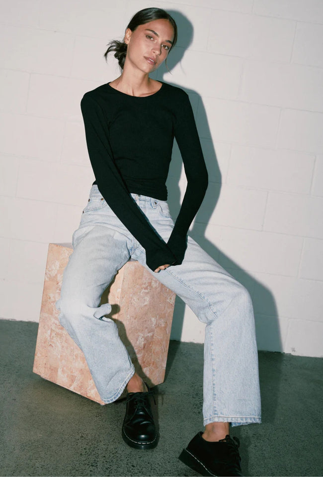 Womens Base Rib LS Tee - Black-COMMONERS-P&amp;K The General Store