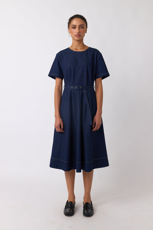 Denim Sculpt Dress - Indigo-SYLVESTER-P&amp;K The General Store