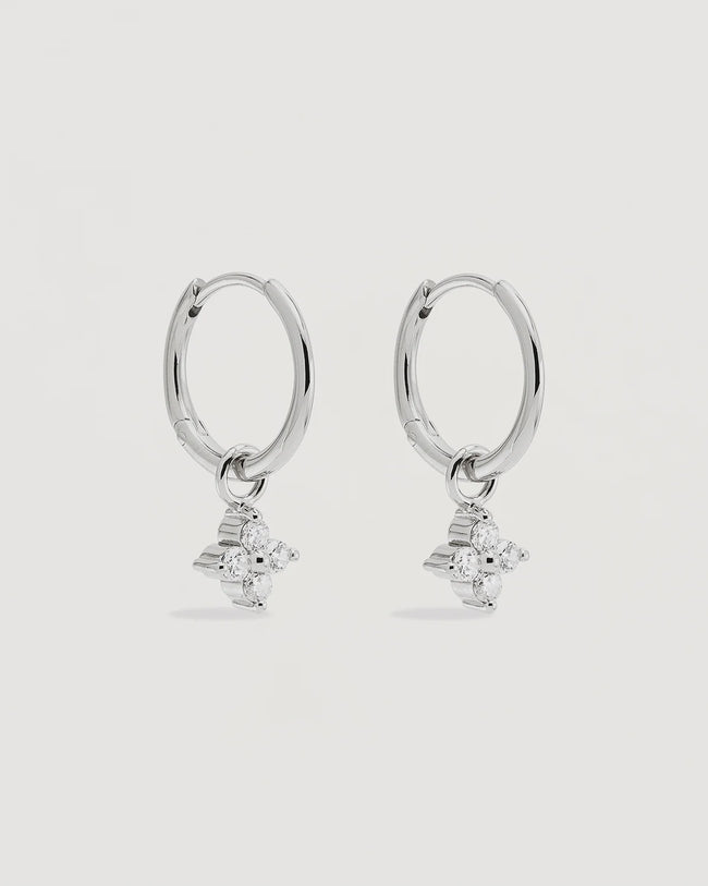 Crystal Bloom Hoops - Silver-BY CHARLOTTE-P&amp;K The General Store