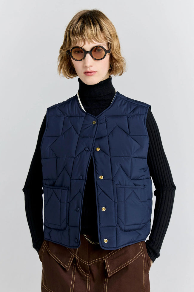 Quilted Drift Vest - Navy-KAREN WALKER-P&amp;K The General Store